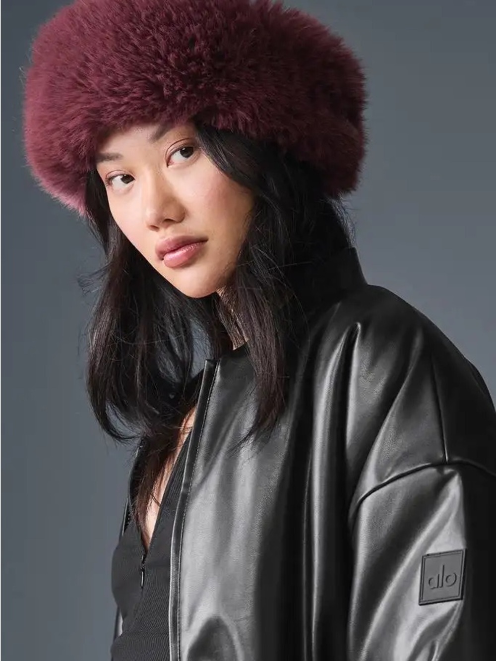 ALO Opulent Faux Fur Wintersun Headband - Burgundy Truffle